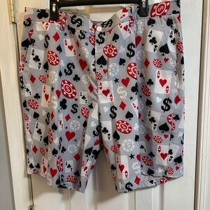 Hreski Playing Card Print Golf Shorts, Size 42